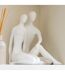 Statuette Couple Assis Moderne 35cm Blanc-3