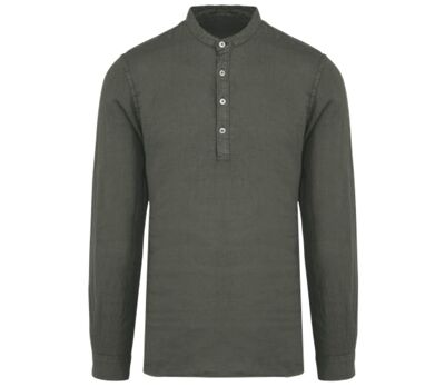 Chemise col mao en lin - Homme - PATS507 - vert kaki
