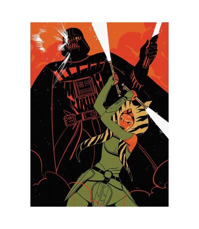 Star Wars Ahsoka Vs Darth Vader Canvas Print (Red/Green/Black) (30cm x 40cm) - UTPM5729
