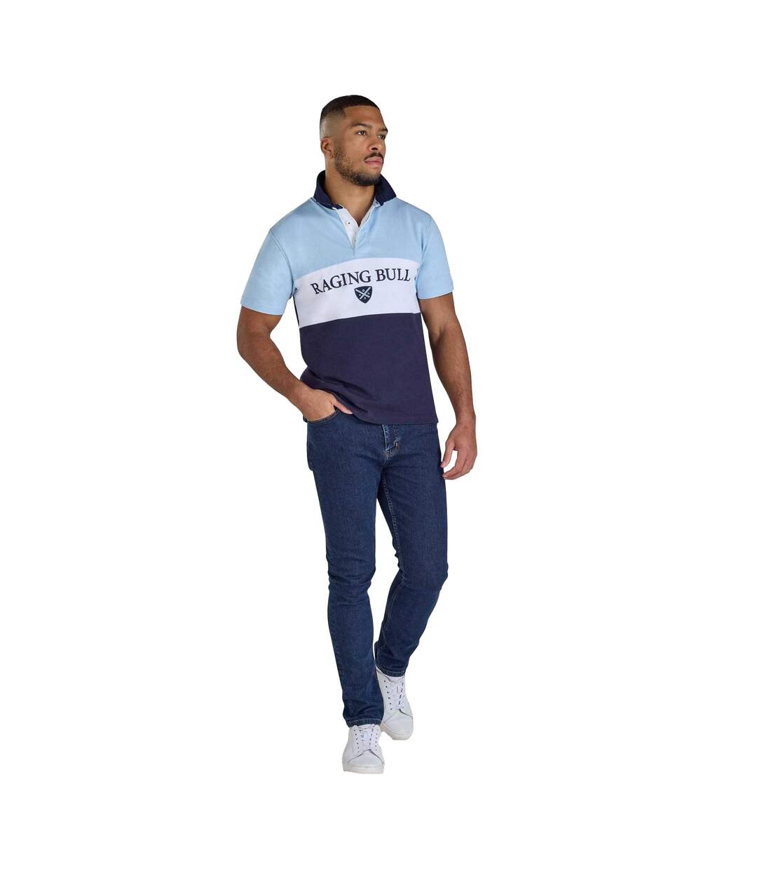 Polo Rugby Homme Bleu Marine Raging Bull-1