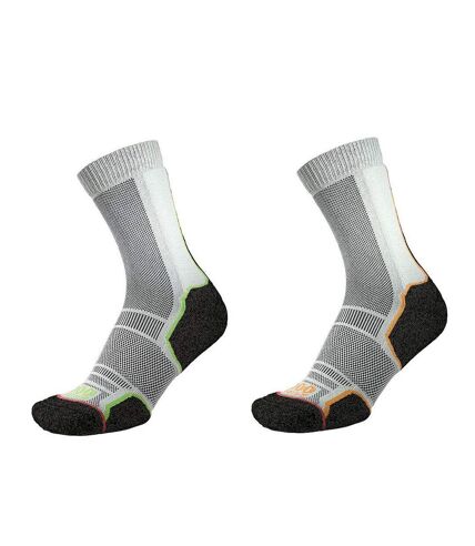1000 Mile Mens Trek Recycled Socks (Pack of 2) (Black/Orange/Green)