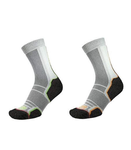 1000 Mile Mens Trek Recycled Socks (Pack of 2) (Black/Orange/Green)