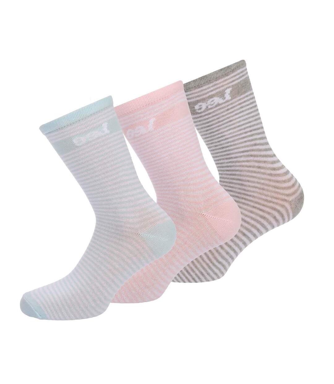 Chaussettes Style À Rayures Femme Rose Bleu Gris Lee-3