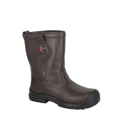 Mens Action Leather Safety Extra Wide Rigger Boots Brown Grafters
