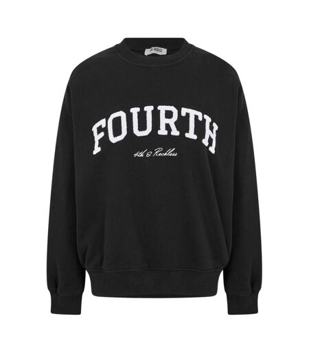 Womens/ladies Leon Logo Crew Neck Sweatshirt Black 4th & Reckless