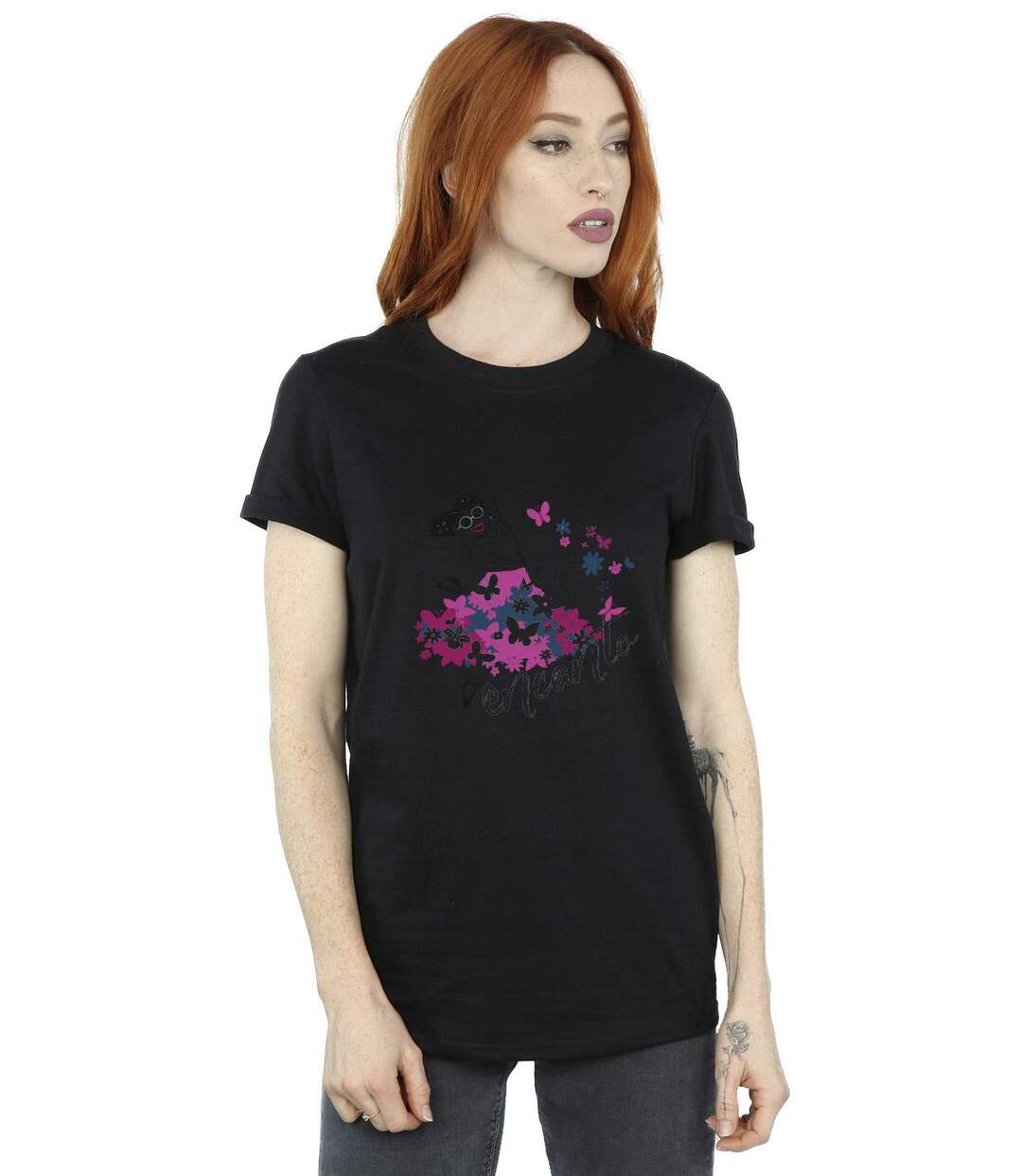 Disney Femmes/Les femmes Encanto Mirabel Flower Cotton Boyfriend T-Shirt (Noir) - UTBI22412-2