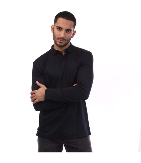 Mens Pirol Long-sleeved Polo Shirt Dark Blue Boss