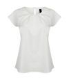 Henbury Womens/Ladies Pleat Front Short Sleeve Top (White)