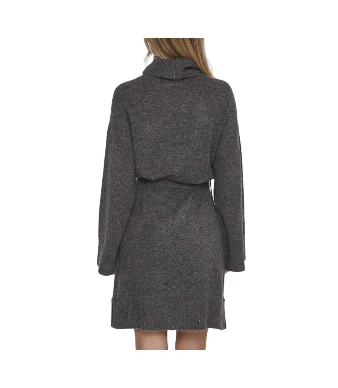 Robe Pull Grise Femme Vila Rollneck - L