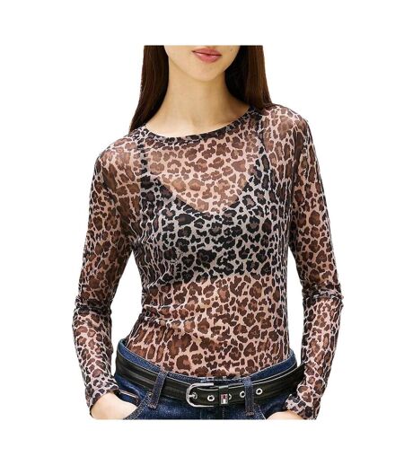 T-shirt marron léopard femme tommy hilfiger tjw slim aop