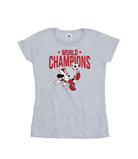 Disney T-shirt en coton Minnie Mouse World Champions - Femmes/Dames (Gris sportif) - UTBI33489