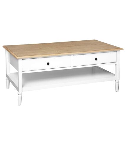 Table basse Solen 4 tiroirs - Pin et Blanc