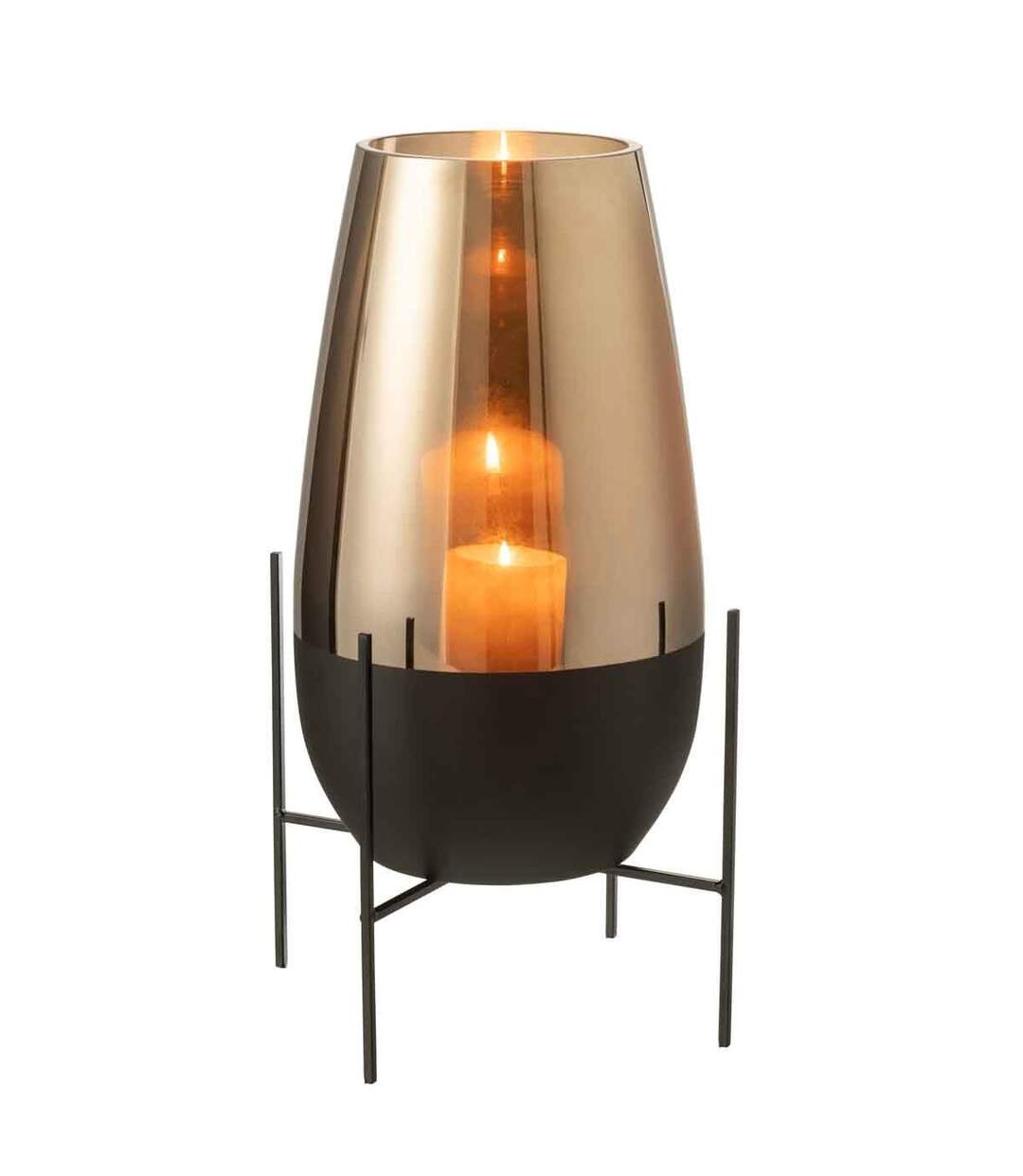 Vase en Verre Design Milan 48cm Or & Noir-2