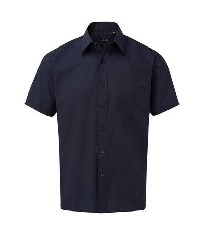 Mens short sleeve poplin shirt navy Premier