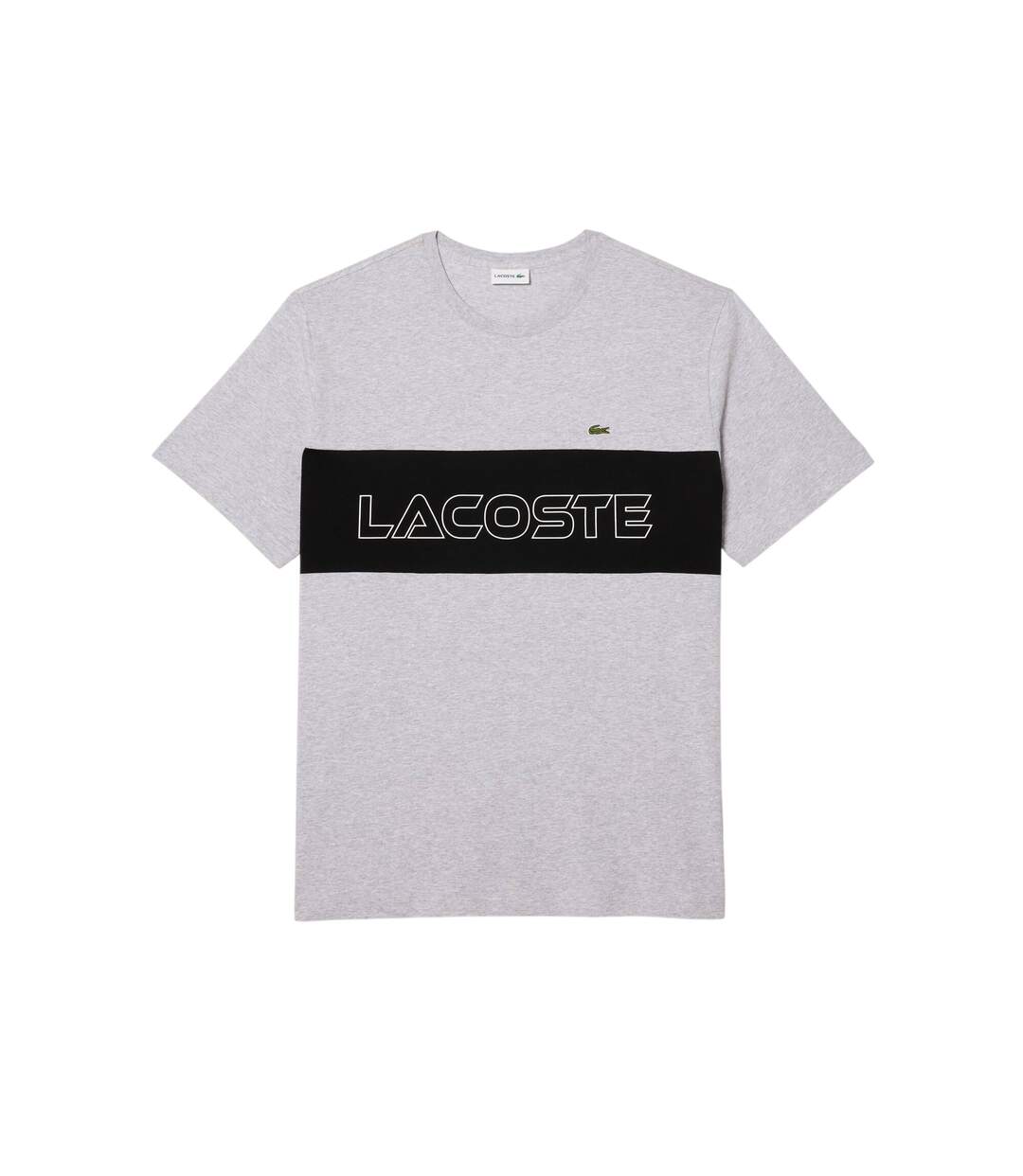 T-shirt Motif/style Blocs De Couleurs Homme Gris Lacoste-1