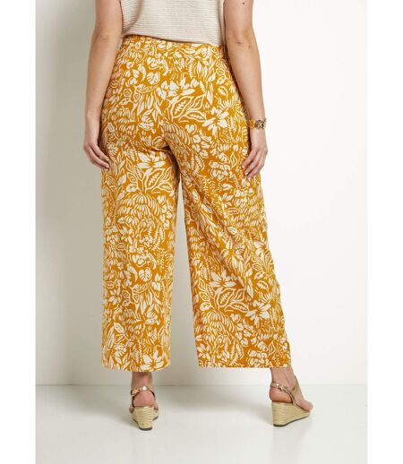 Pantalon large taille élastiquée fleuri ou uni