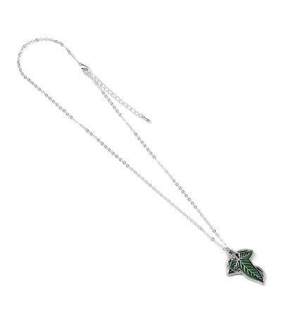 The Lord Of The Rings Leaf Of Lorien Silver Painted Necklace & Pendant (Silver/Green) (One Size) - UTTA11737