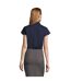 Womens/ladies Excess Stretch Short-sleeved Blouse Dark Blue SOLS-2