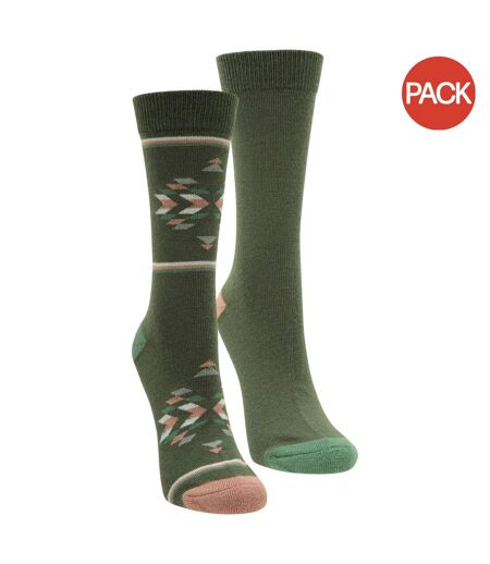 Pack of 2  Womens/ladies bold pattern merino wool socks  green Mountain Warehouse