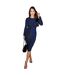 Robe Moulante Manches Longues Motif/style Ruché Femme Bleu AX Paris-1