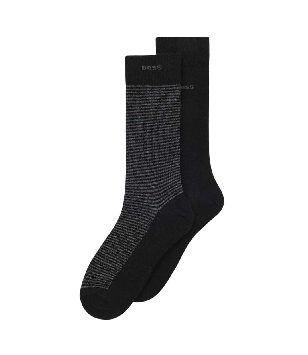 Lot De 2  Chaussettes Motif/style À Rayures Homme Noir Boss-2