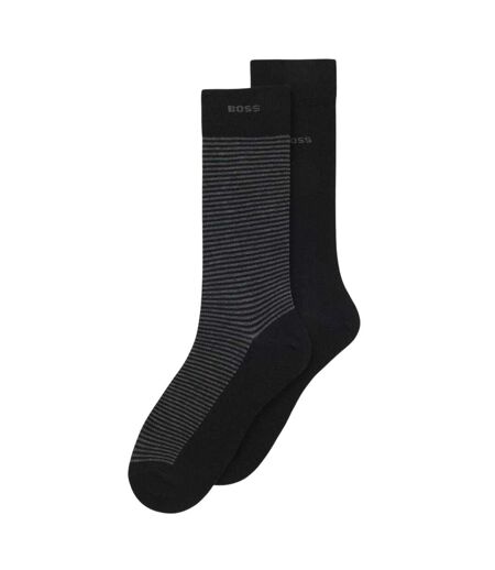 Lot De 2  Chaussettes Motif/style À Rayures Homme Noir Boss