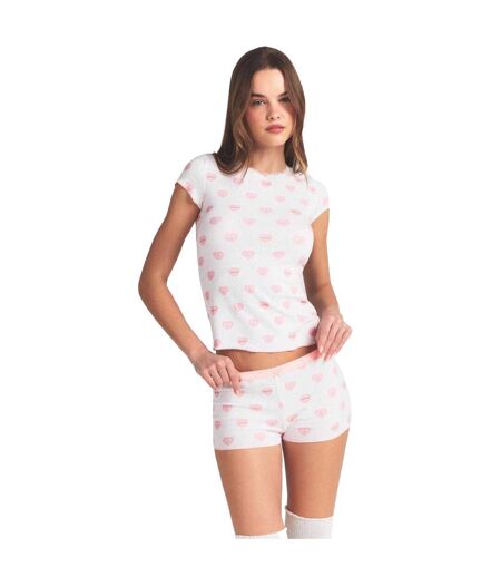 Ensemble Haut Et Short Motif/style Cœurs Femme Blanc Skims