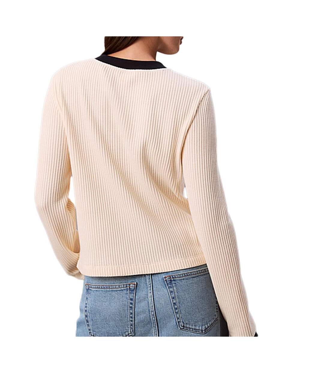 Pull beige femme calvin klein jeans waffle-2