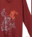 AXONE CHALON2B - Tee-shirt bordeaux manches longues col V avec imprimé devant et bas fendu-4