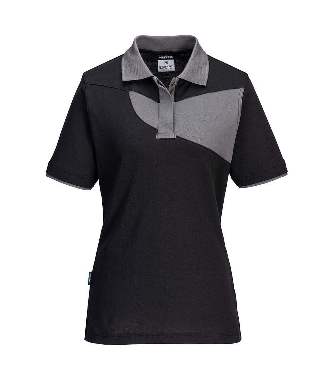 Polo pw2 femme noir / gris foncé Portwest