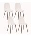 Lot de 4 Chaises confortables en polyester effet bouclette et pieds en fer Roka - Blanc-1