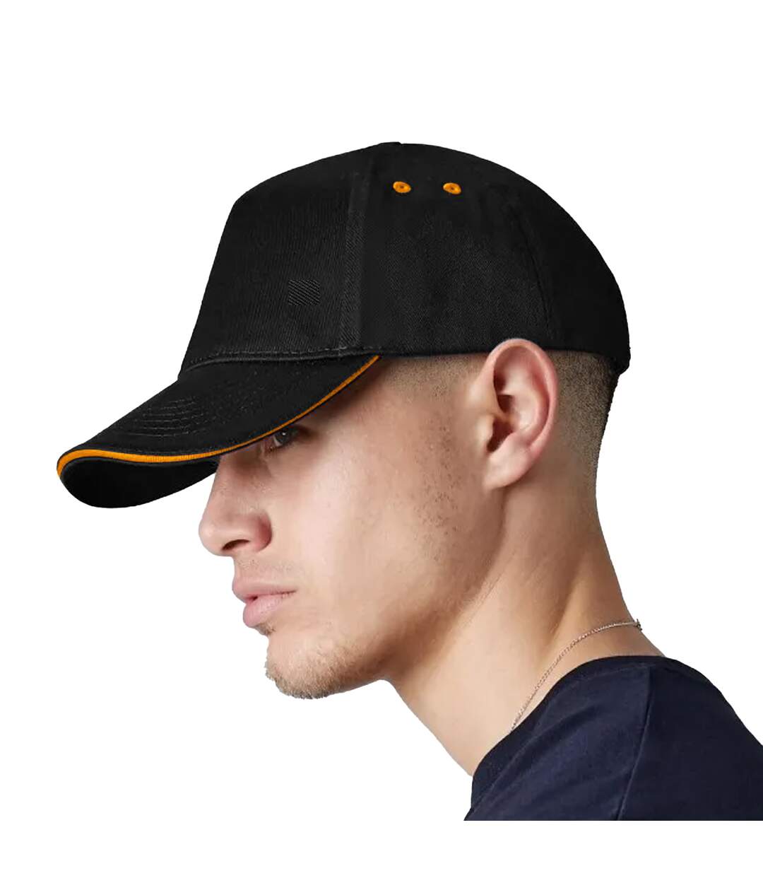 Unisex adult ultimate sandwich peak cap black/orange Beechfield-4