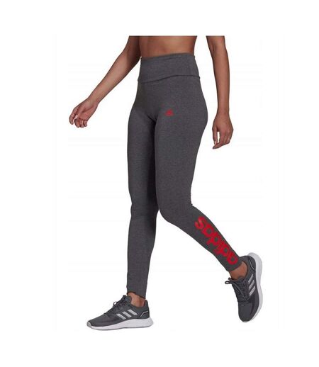 Legging Style 3 Rayures Essentials Femme Gris Foncé Chiné Rouge Vif Adidas