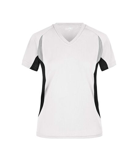 T-shirt Course À Pied Femme Blanc Noir James And Nicholson