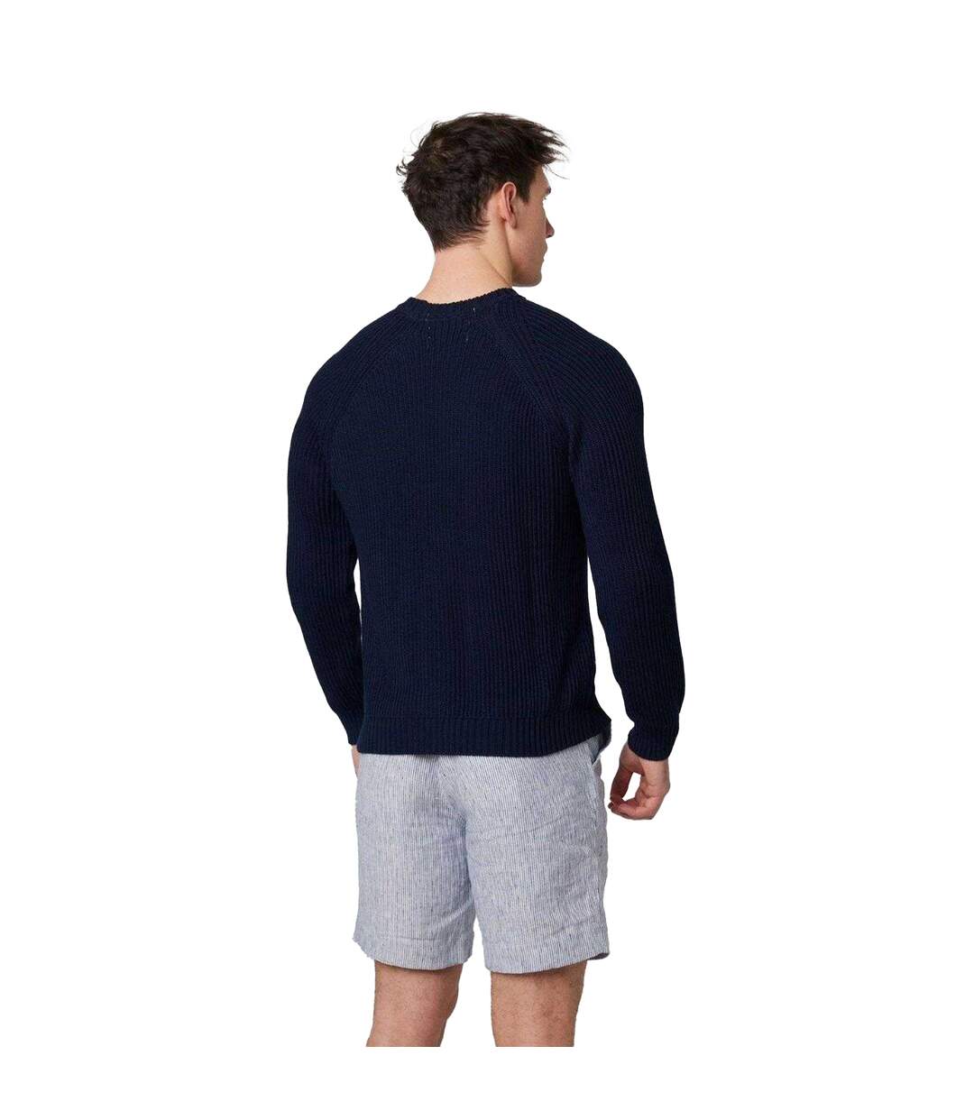 Mens Harry Ribbed Raglan Jumper Navy Peregrine-2
