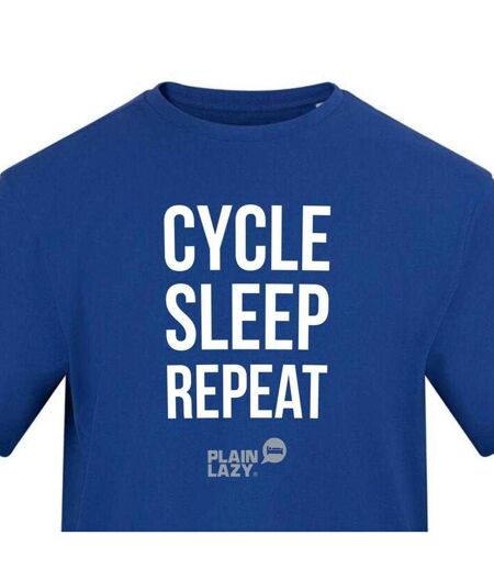 T-shirt Motif/style Imprimé Cycle Sleep Repeat Homme Bleu Plain Lazy