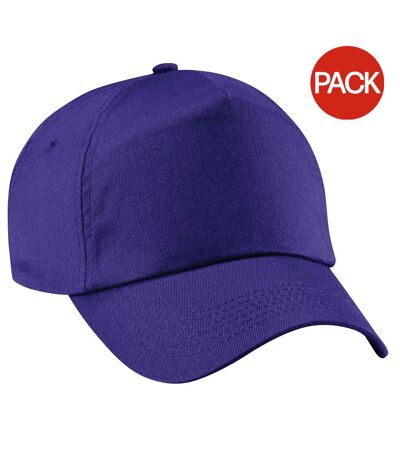 Beechfield Unisex Plain Original 5 Panel Baseball Cap (Pack of 2) (Purple) - UTRW6698
