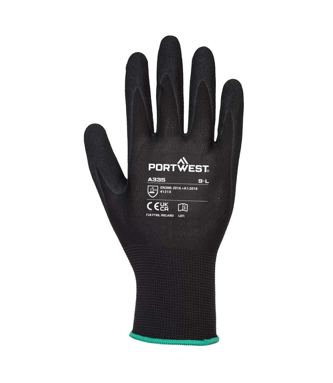 Unisex adult a335 dermi npr15 nitrile grip gloves xl black Portwest-2