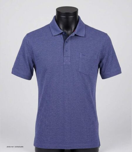 CHALLENGER RUSTICO2 : Polo manches courtes bleu indigo en maille piquée 100% coton pour homme