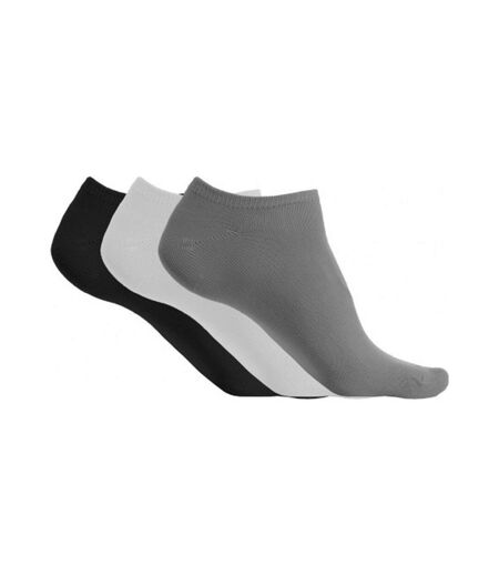 pack 3 paires socquettes microfibres - PA033 - gris - blanc - noir