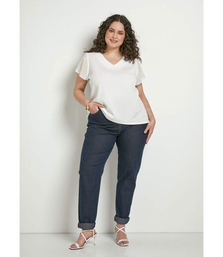 T-shirt col V plumetis manches courtes
