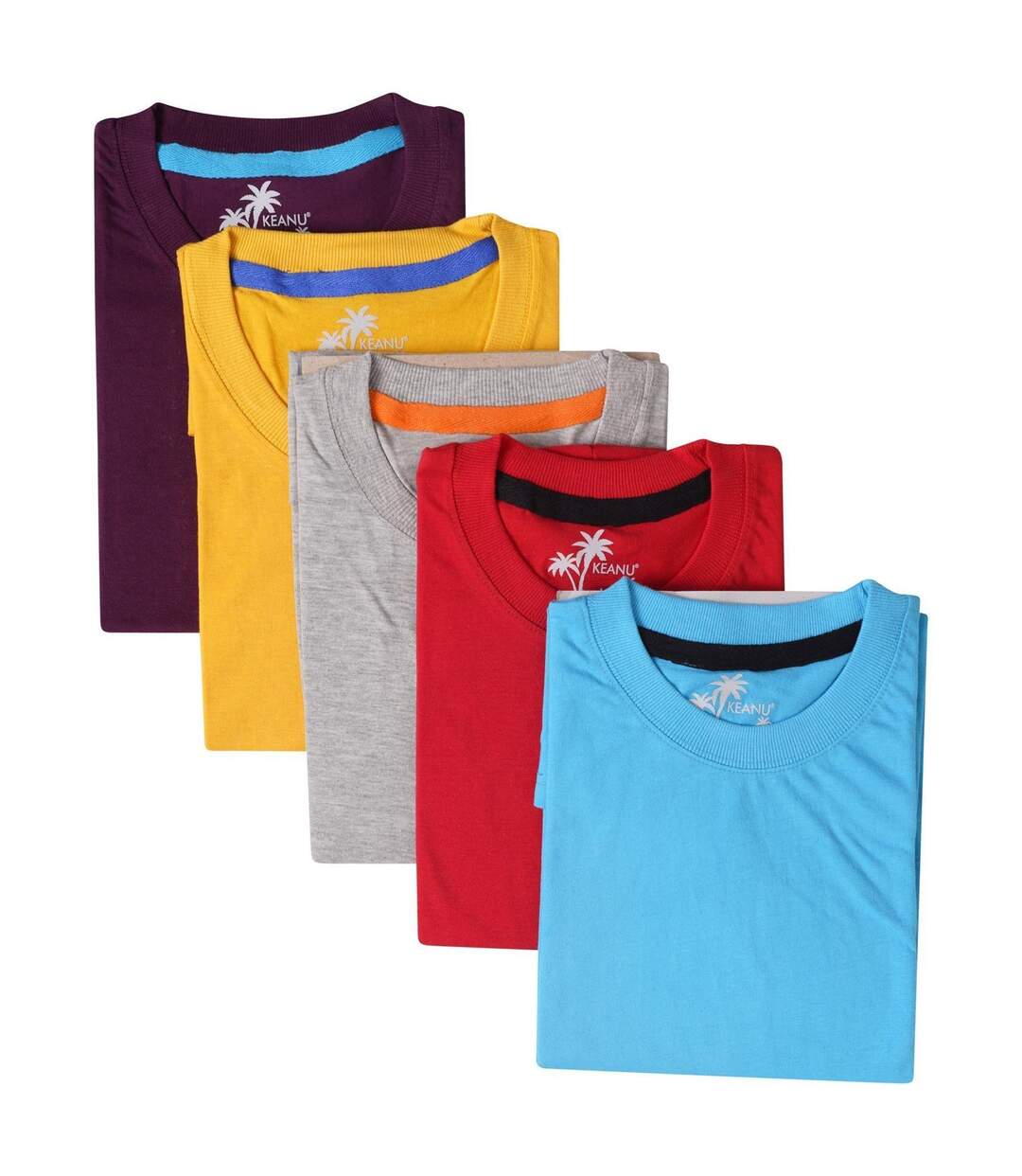 Pack Of 5  Mens Plain T-shirt  Multicoloured Keanu-2