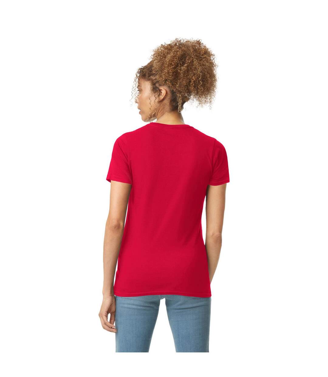 Womens/ladies Softstyle Plain Ringspun Cotton Fitted T-shirt Red Gildan-2