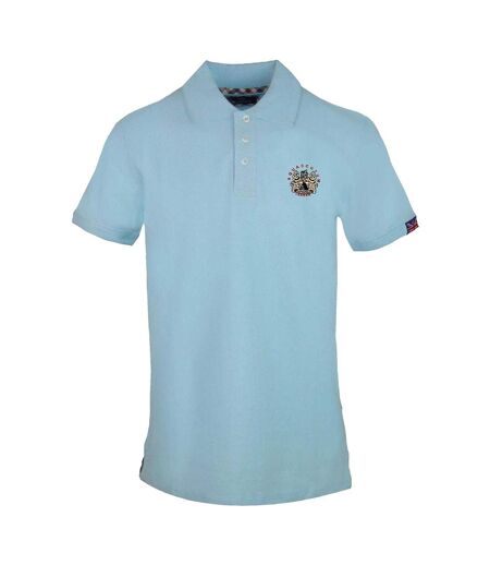 Mens Cotton Polo Shirt Blue Cielo Aquascutum