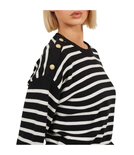 Pull Motif/style À Rayures Femme Noir Blanc Cassé Brave Soul