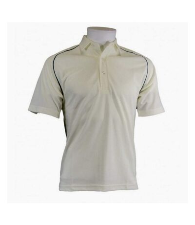 Carta Sport Mens Contrast Piping Cricket Shirt (Off White/Green)