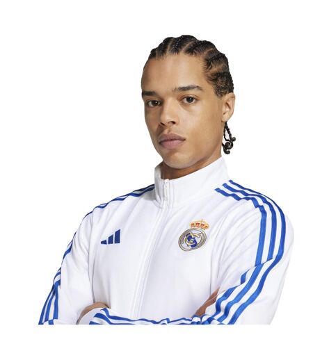 Haut De Survêtement Motif/style Real Madrid Cf Homme Blanc Adidas