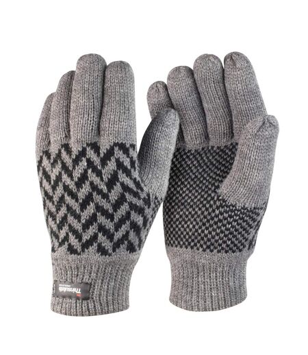 Unisex adult thinsulate patterned winter gloves grey/black Result Winter Essentials