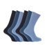 FLOSO - Chaussettes striées 100% coton (lot de 6 paires) - Homme (Nuances de bleu) - UTMB185-2