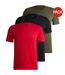 Lot De 3  Hauts De Pyjama Motif/style Uni Homme Rouge Vert Noir Hugo-2